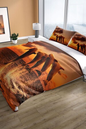 MNZ-Dolphin1 3D القطن ساتين مزدوج غطاء غطاء مجموعة PerlaSera15800 - PerlaSera