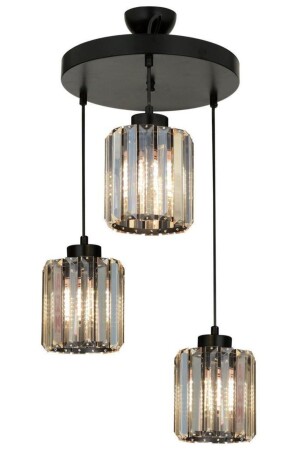 MNZ-Dolunay 3-piece pendant lamp Case Black مع Y-12 Black شمعة حجر 160504000172 - İstanbul Avize