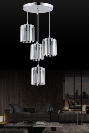 MNZ-Dolunay 4 قطع الفضة Y-12 شمعة حجر الكريستال 1605040012502 - İstanbul Avize