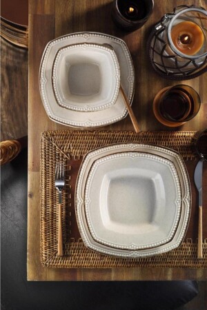 طقم عشاء من طراز MNZ-Dot 24 قطعة لـ 6 أشخاص كينامون DOT24Y2730P02 - PEARL