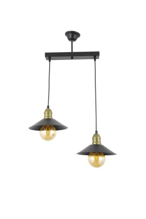 MNZ-Double Black Retro Rustic Model عصرية مصباح معلق معدني قمرة 3542BLK - Lambadar