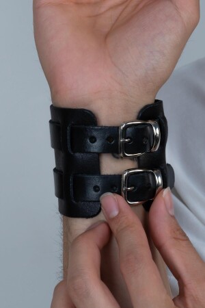 MNZ-Double Buckle Wide Janissary العثماني اليداري الجلد للرجال B30 b30 - Takı Dükkanı