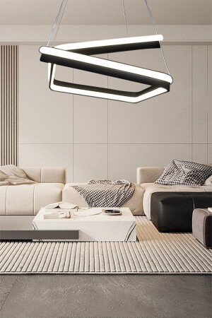 MNZ-Double Cross Black Square Pendant Lamp Chandelier، 3 ألوان Chandelier، LED Chandelier، LED Chandelier الحديثة 3002 - LEDMİ