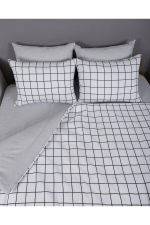 MNZ-Double Double Side Duvet Cover Set مربع أبيض HMCHOMENEV-9 - HMCTEKS