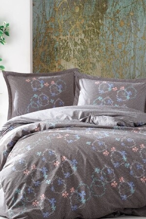 MNZ-Double Duvet Cover Set Priscilla 100% Cotton Gray MC049164 - Marie Claire