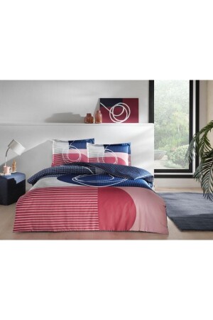 MNZ-Double Duvet Cover Set Satin Pandora Navy Blue EVT0475 - Taç