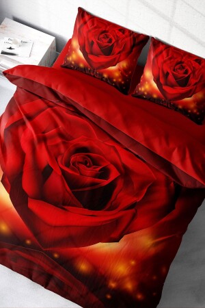 مجموعة غطاء مادة MNZ-Double Duvet Set خيط القطن الصاتين 3D تصميم خاص عيد الحب السابع (بدون أوراق) PERLASERA30575 - PerlaSera