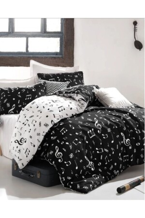 MNZ-Double Easy-Iron Duvet Cover Set B&W ميلودي Ep-014723 - lavivahome