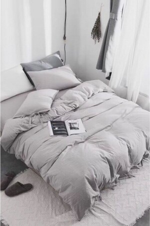 MNZ-Double Gray Duvet Cover Set DOUBLENEVTALIGHTGREY - Atelier Home