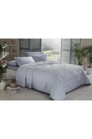 MNZ-Double Jacquard Pique Set بنيكا أزرق 60172924 - Taç