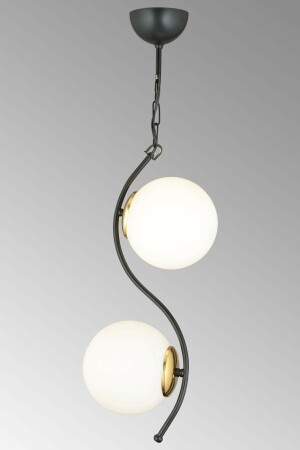 MNZ-Double Modern Globe Glass Curved Model Black Pendant Lamp شمعة LMBDR00651 - Lambadar