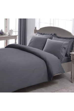 MNZ-Double Premium Basic Stripe Satin Duvet Cover Set انتراكيت بدون لون 200 سم × 220 سم 8682475100083 - Taç