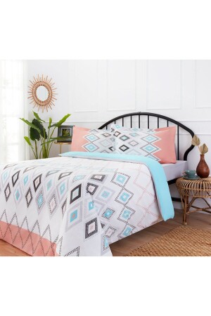 MNZ-Double Ranforce Duvet Cover Set Bettina Mint 8697353477775 - Özdilek