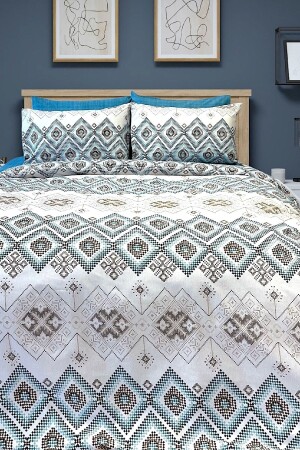 MNZ-Double Ranforce Duvet Cover Set مع ورقة حجم الملك العادي البوتينية بوهيمية CKDUZNTBH - Alla Turca