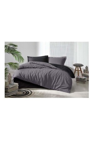 MNZ-Double Ranforce Duvet Cover Set Colormix Plain Anthracite Black 3840-3 - Özdilek