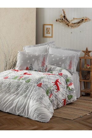 MNZ-Double Ranforce Duvet Cover Set خاصة السنة الجديدة هولي غراي القطن الصندوق هولي غراي. - Cotton Box