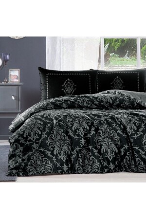 MNZ-Double Satin Duvet Cover Set Softlife Black Clasurol 8697353541094 - Özdilek