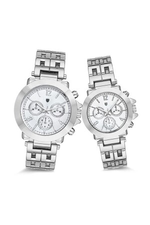 MNZ-Double Silver Steel Strap Analog ساعة المساواة للرجال من النساء MNKNS231 - İSTLİV