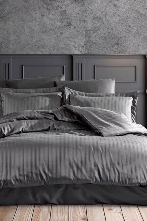 MNZ-Double Waterline Satin Duvet Cover Set طين البوليكتون MH01179 - Mira Home