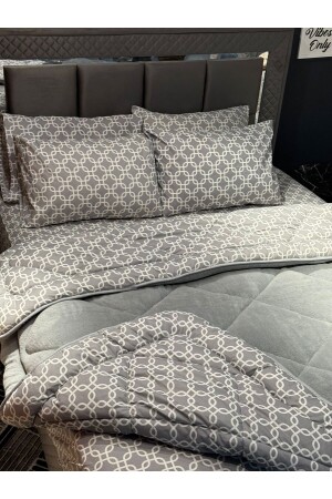 MNZ-Double Welsoft Puffy Sleeping Set (مع ورقة مرنة) سلسلة رمدية - Tekstildiyarı