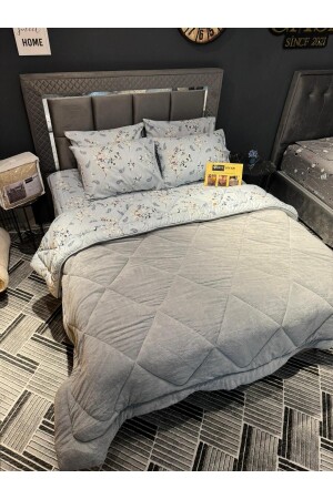 MNZ-Double Welsoft Pufidik Sleeping Set (مع ورقة مُنحَلّة) أرقام أزرق - Violacasa