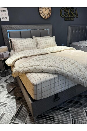 MNZ-Double Welsoft Pufidik Sleeping Set (مع ورقة مرنة) كريم مربع - Violacasa