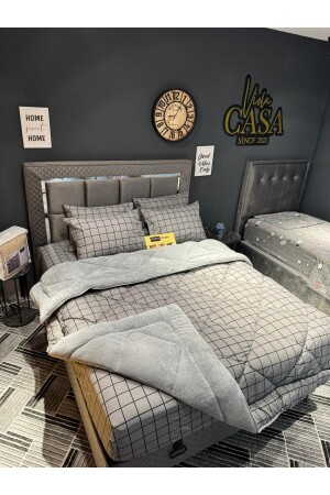 MNZ-Double Welsoft Pufidik سرير (مع ورقة مرنة) مربع مدخن - Violacasa