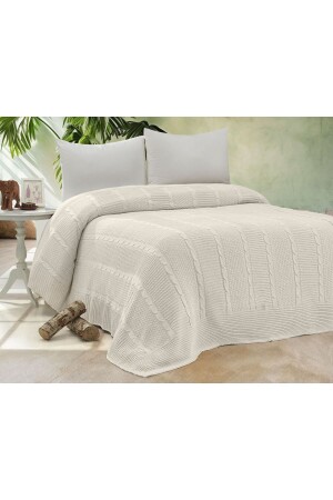 MNZ-Doux المنزل الخياطة الحمراء الغطاء على السرير 210x240-(BONE) - Coton Doux