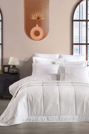 حزمة MNZ-Dowry 9 قطع (غطاء السرير + مجموعة غطاء السرير) كريم ليزا - Elart