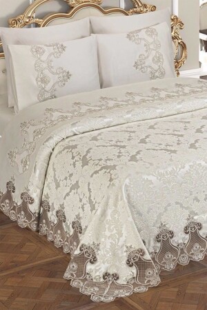 MNZ-Dowry Pique Set دبئي كريم 206091 - Çeyiz Diyarı