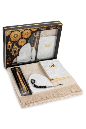 مقهى صلاة من طراز MNZ-Dowry Set Yasin Prayer Beads Miswak Skullcap هدية مجموعة صندوقية دينية - Ihvanonline