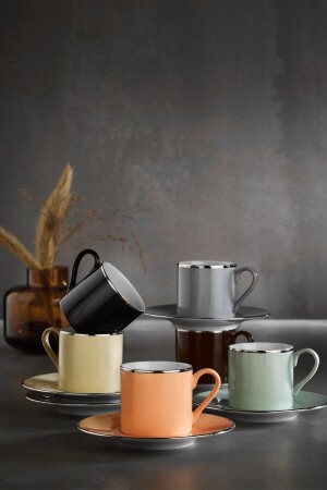 MNZ-Dream كوب قهوة ملونة مجموعة 12 قطعة بلاتين RU12KT15220 - Kütahya Porselen