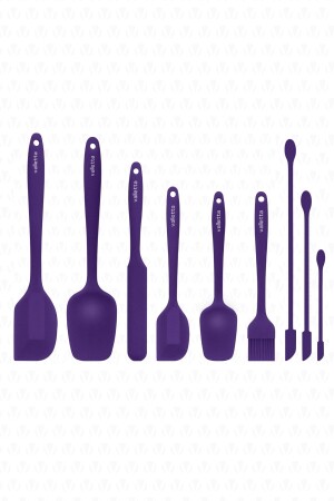 MNZ-Drongo Jar Scraper سليكون Spatula Set 9 قطع الأرجواني - Valletta