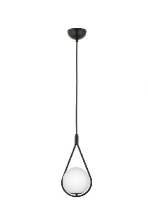 نموذج MNZ-Drop Moderno Black Single Glop White Glass Pendant Lamp شمعة LMBDR00453 - Lambadar
