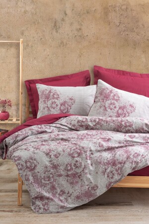 MNZ-Dual Double Duvet Cover Set فيلدا كلاريت الأحمر 8680108063002 - Cotton Box