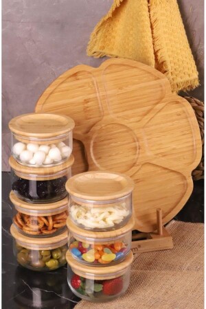 MNZ-Duo 300ml 7 قطع خادم تدور السيليكون الخنزير الغطاء الزجاجي الهوائية كأس الإفطار في المنزل0232 - Bambum