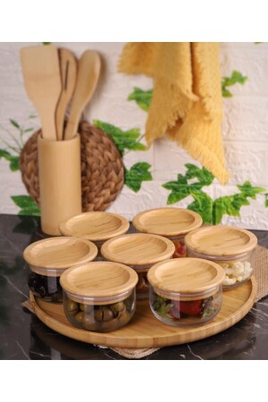 MNZ-Duo 300ml كأس فطور زجاجي مقاوم للطقس مع 7 صناديق من الخيزران السيليكون الغطاء Atbyhome0228 - Bambum