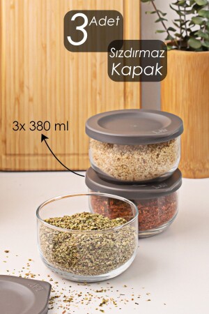 MNZ-Duo 380 Cc 3 قطع حاوية تخزين مجموعة مع غطاء لافا مقاوم لل تسرب مجموعة حاوية تخزين 3 قطع 380 مل - Lav