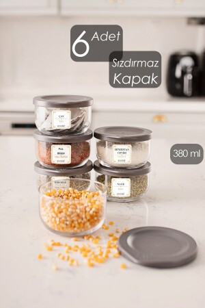 MNZ-Duo 380 Cc 6 قطعة حاوية تخزين الزجاج مجموعة مع غطاء ضد التسرب لاف دو 6 قطعة حاوية تخزين - Lav