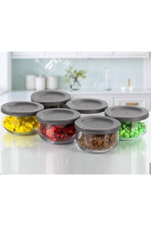 مجموعة مخزنات MNZ-Duo مخزنات الزجاجي الإفطار مجموعة 6 مستديرة تخزينات الراية lvduo037-1 - Lav