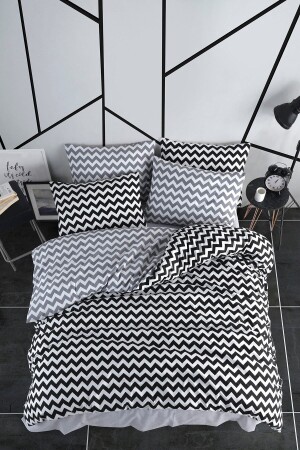 MNZ-Duple Duvet Cover Set زيغزاج أسود رمادي CKNT-ZİGZAG - Loyal Home