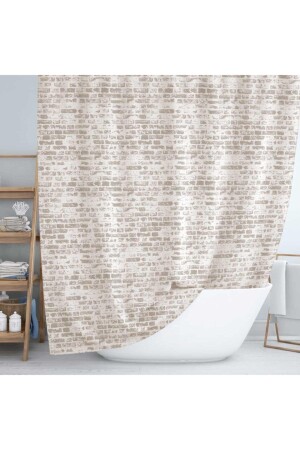MNZ-Dush Curtain 1406 نموذج اللون البني الجناح مزدوج 2x 110x200cm - Jackline