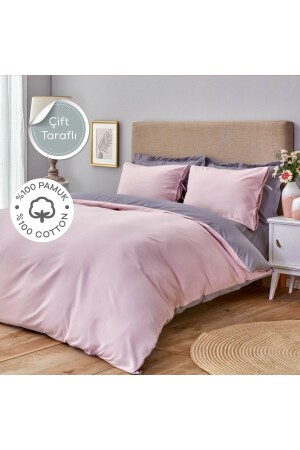 (MNZ-Dusty Rose) رمادي داكن مزدوج الجانب مزدوج غطاء غطاء (مع ورقة) 200x220 - Sheri Home