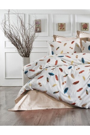 مجموعة غطاء من غطاء MNZ-Duvet - كيناري واحد مع أوراق مصبغة - كريم GRM0051 - GARDEN ROOM