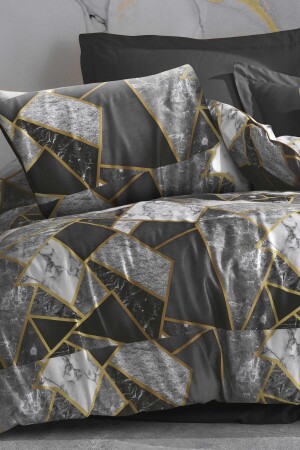 مجموعة غطاء MNZ-Duvet - مرمر واحد مع أوراق مرنة - GRM0076 الرمادي - GARDEN ROOM