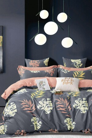 مجموعة غطاء من غطاء MNZ-Duvet مع ورق معززة، ورقة ضخمة رمدية iqon066 - İQON