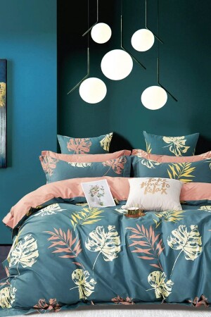 مجموعة غطاء من غطاء MNZ-Duvet مع ورق معززة، ورقة مزدوجة البترول iqon066 - İQON