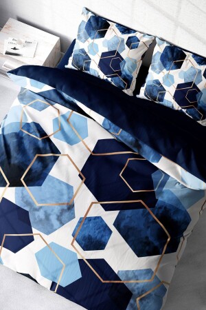 مجموعة غطاء MNZ-Duvet Set 100% القطن الطبيعي مزدوج 3D رقمية الزرقاء الستة واحد المكون18092HF - Monohome