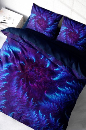 مجموعة غطاء MNZ-Duvet Set 100% القطن الطبيعي مزدوج 3D رقمية الأرجواني الطاقة الموحدة18801HF - Monohome