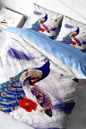 مجموعة غطاء MNZ-Duvet Set 100% القطن الطبيعي مزدوج 3D طائر الدوال الرقمي - Monohome